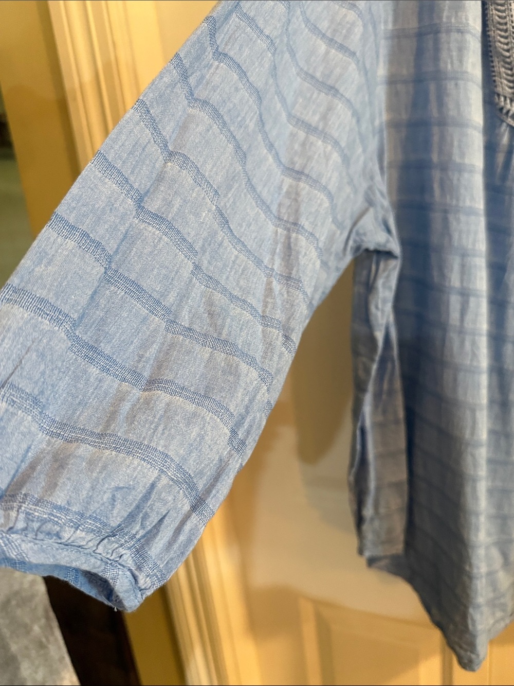 grand & greene Light Blue Crochet-Yoke Tunic Top - Picture 4 of 5